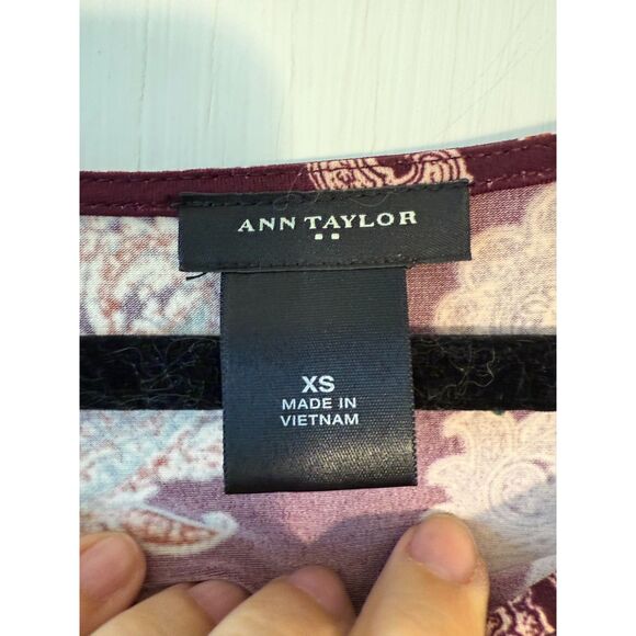 Ann Taylor Purple Patterned Long Sleeve Dress - Picture 4 of 4